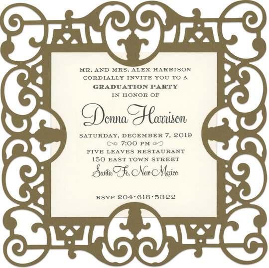 Gold Filigree Die-cut Frame Invitations